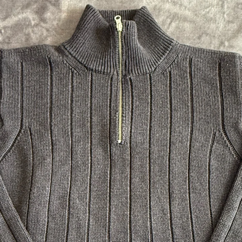 Ralph Lauren Polo Jeans 1/4 Zip Sweater Mens L Ribbed Chunky Knit Cotton Preppy